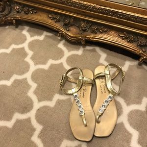 Metallic Gold Jewel Evening Sandals Love & Desire